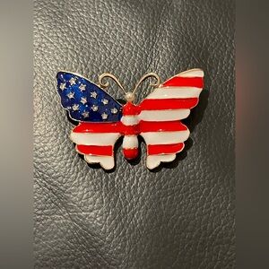 American Flag Butterfly Brooch